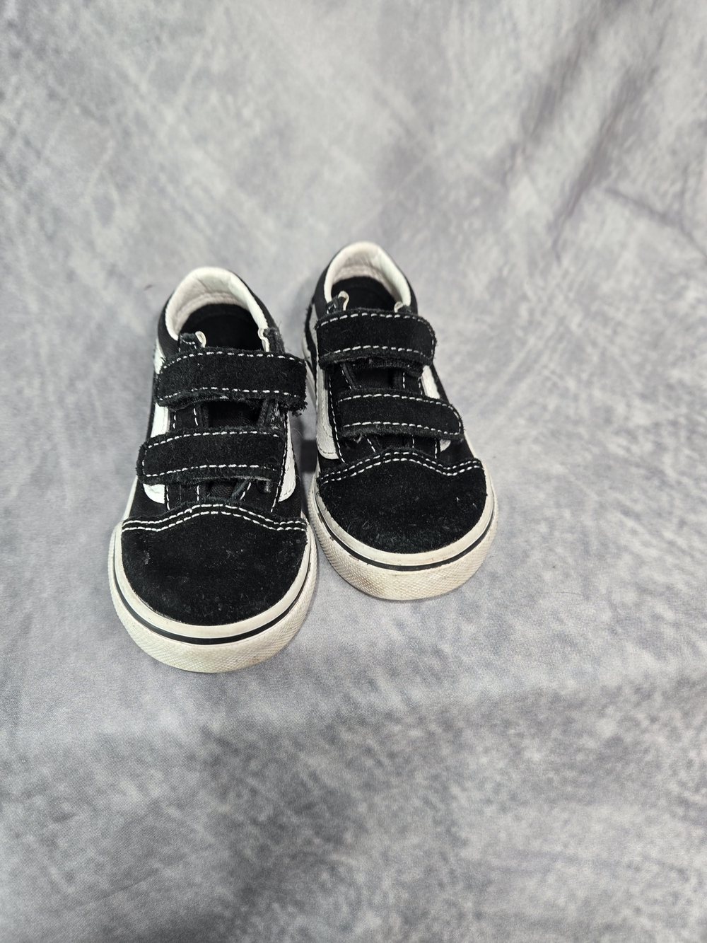 Vans Kids Black and White Velcro Sneakers